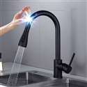 Fontana Le Havre Matte Black Pull Out Sensor Touch Kitchen Sink Faucet with Button For Two Way Flow