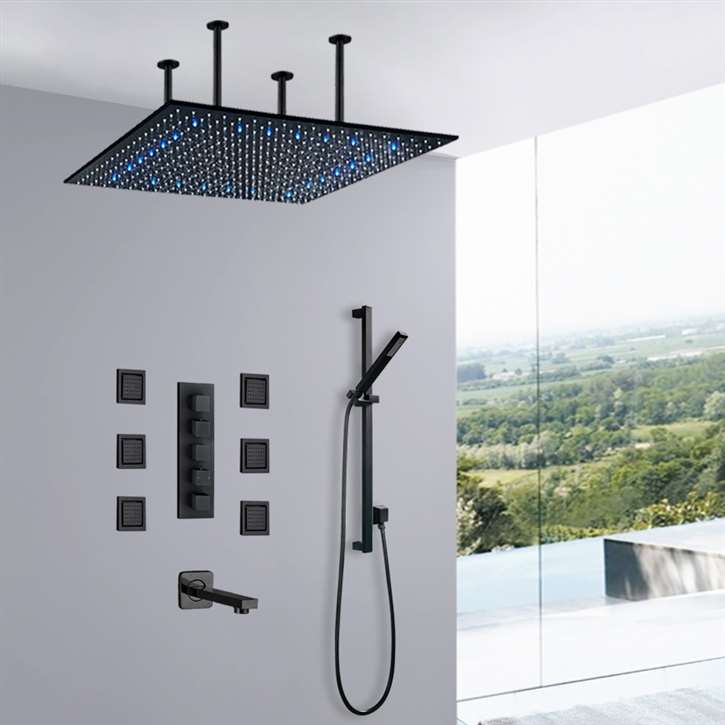 Ceiling Mount Led Rainfall Shower System with Handheld Shower