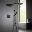 Fontana Chieti 22" Matte Black LED Wall Mount Waterfall Rainfall Shower System with Handheld Shower