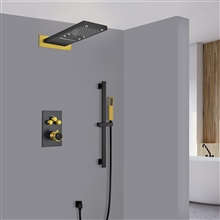 Fontana Houilles 22" Matte Black and Gold LED Shower System