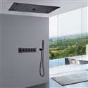 Naples Thermostatic Matte Black Recessed Ceiling Mount LED Rainfall Shower System with Musical System and Hand Shower