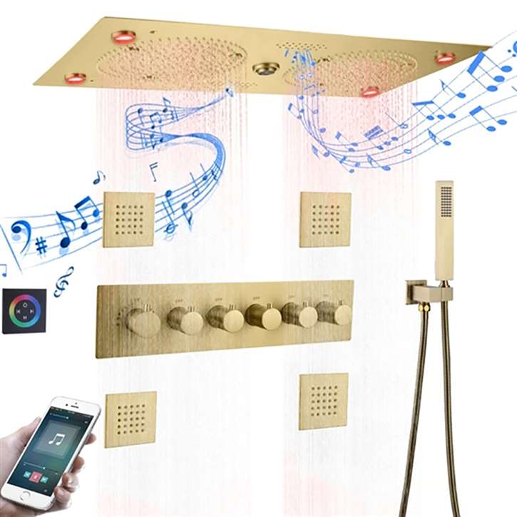 Brushed Gold Musical Luxury Shower System