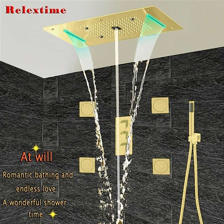 Brushed Gold LED Shower System