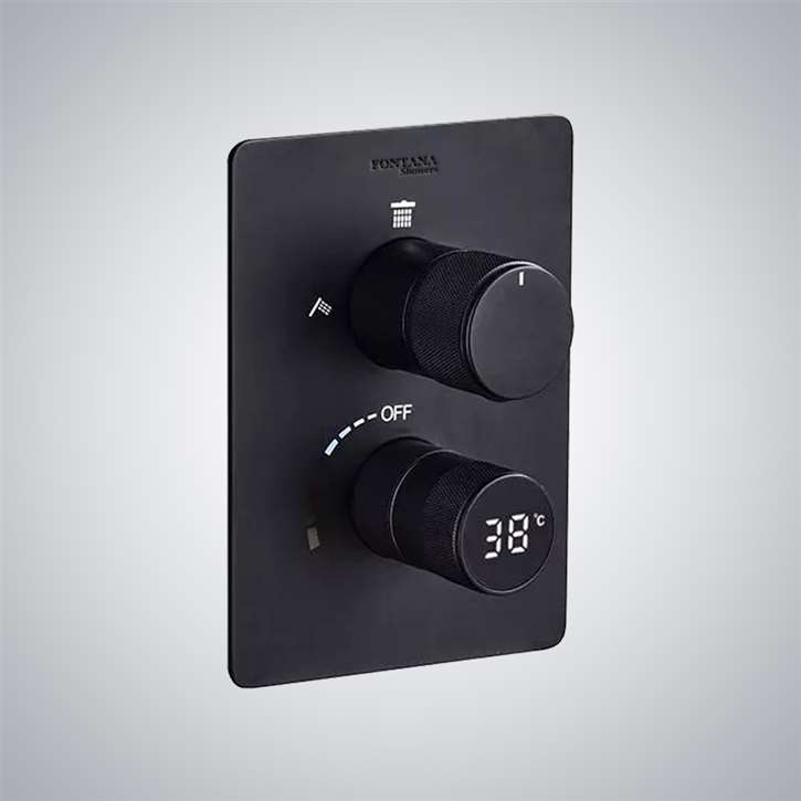 Fontana Vicenza 3 Function Matte Black Smart LED Digital Display Thermostat Shower Controller Mixer