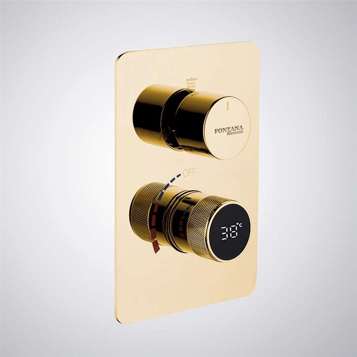 Fontana Vicenza 3 Function Gold Smart LED Digital Display Thermostat Shower Controller Mixer