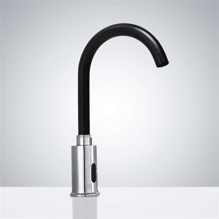 Fontana Catania Goose Neck Commercial Automatic Black/Chrome Sensor Faucet