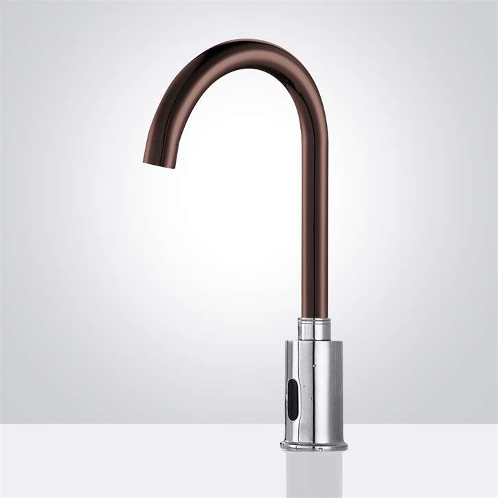 Fontana Novarra Oil Rubbed Bronze/Chrome Goose Neck Commercial Automatic Sensor Faucet