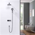 Fontana Novarra Matte Black Wall Mount Round Rainfall Shower System with Hand Shower and Digital Shower Mixer