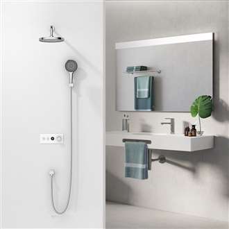 Fontana Rimini Chrome Digital Mixer Wall Mount Round Rainfall Shower System with Hand Shower