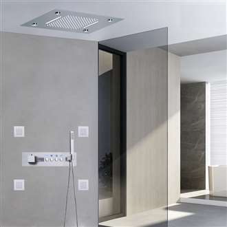 Fontana Florence Chrome Polished Musical Thermostatic LED Rainfall Shower System with Body Jets and Hand Shower