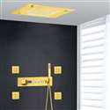 Fontana Foggia Brushed Gold Musical Thermostatic LED Rainfall Shower System with 4 Body Jets and Hand Shower