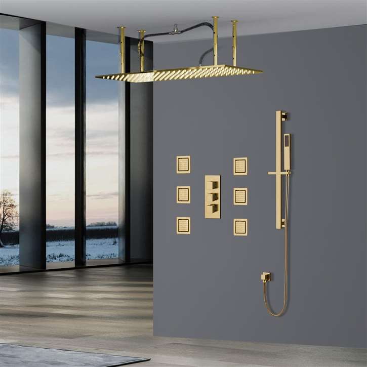 Fontana Arsizio Classic Luxury Gold Brass Bathroom Shower Set