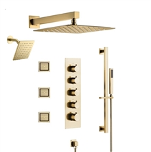 Fontana Maconâ€Ž Brushed Gold LED Rain Showerhead Set