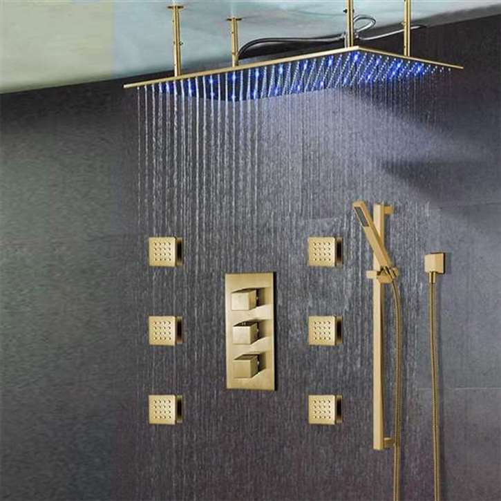 Browse Brushed Gold Large Shower System by Fontana