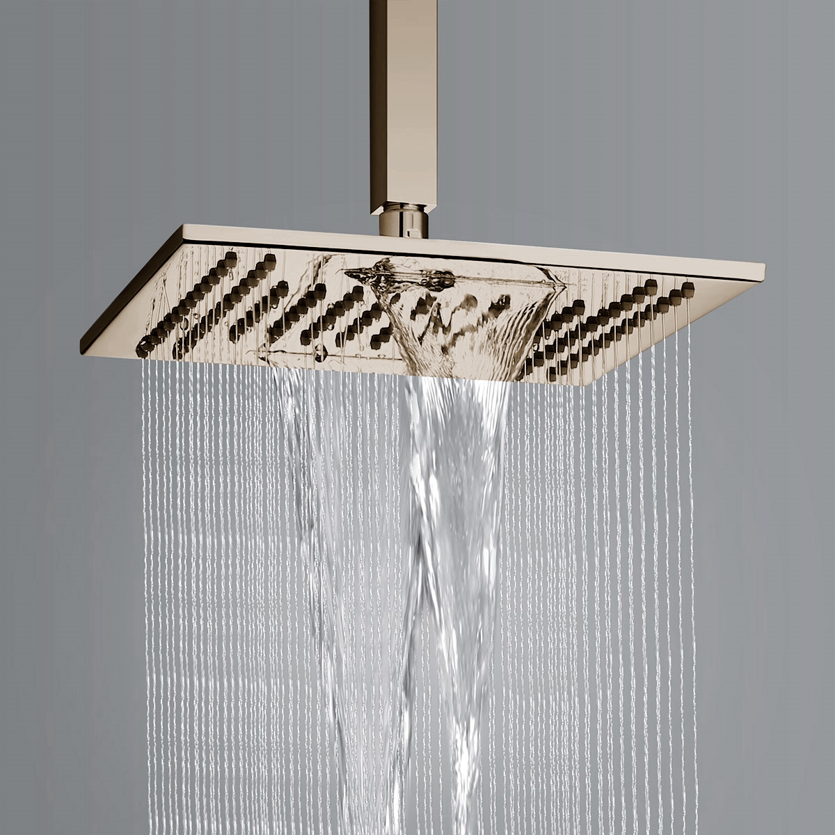 Fontana Cholet 10" Solid Brass Champagne Bathroom Shower Head with Waterfall and Rainfall Function