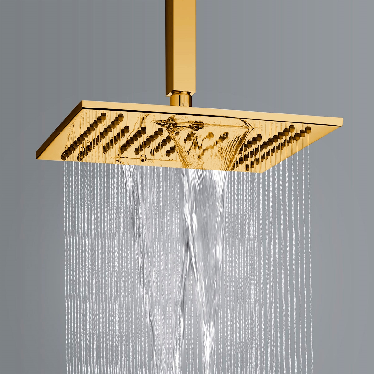 Fontana Cholet 10" Solid Brass Polished Gold Bathroom Shower Head with Waterfall and Rainfall Function