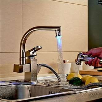 Courtenay Brushed Nickel LED Kitchen Sink Faucet with Pull out Spray