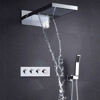 Fontana Marsala Hot and Cold Wall Mounted Chrome Finish Overhead Bathroom Shower Set with Hand Held Sprayer