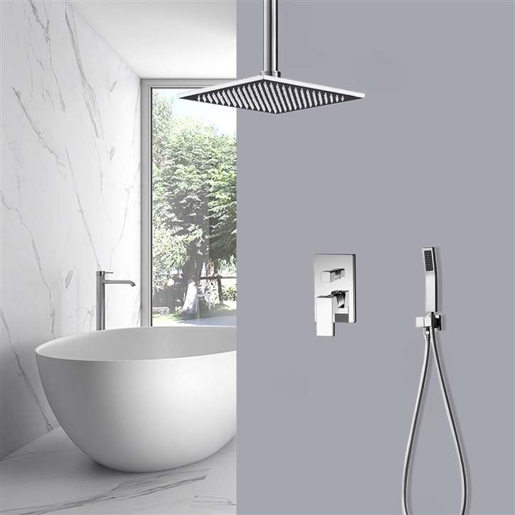 Fontana Creteil 16" Bathroom Square Large Rain Shower Dual Handle Dual Control Modern Shower System Hot And Cold Mixer Set