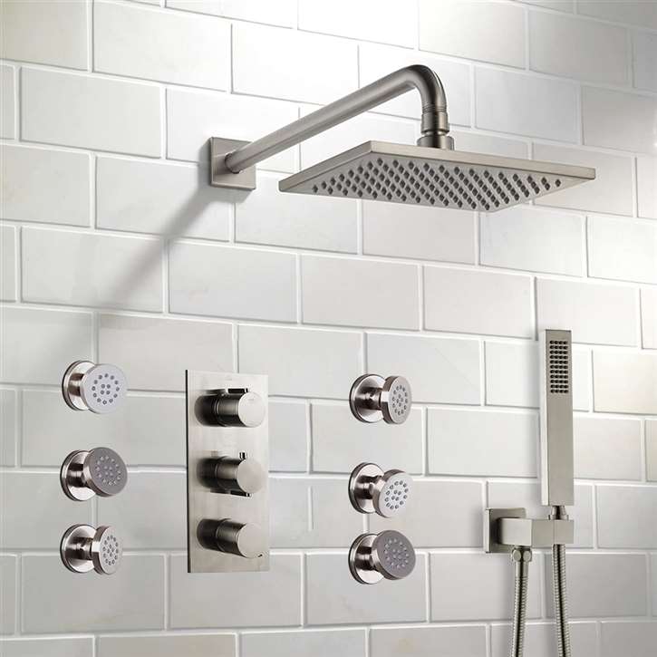 FontanaShowers Brushed Nickel Rainfall Shower Set