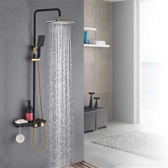 Fontana Carpi Black Gold Thermostatic Wall Mounted Bathroom Shower System