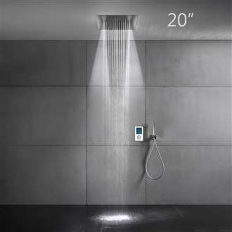 Fontana Dax Thermostatic 20" Bathroom Shower Head with 3 Ways Intelligent Digital Concealed Shower Mixer