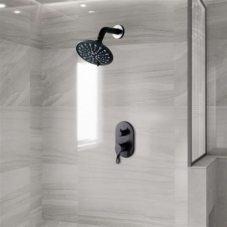 Fontana Drome Matte Black Round Shower With Mixer