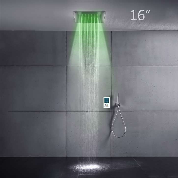 Fontana Carpi 20" LED Intelligent Thermostatic Digital Display Touch Panel Wall Mounted Shower System