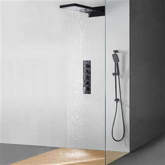 Fontana Creteil 22" Matte Black Finish Hot and Cold Bathroom Multi Function Shower Set