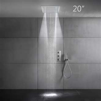 Fontana St. Gallen 20" Embedded Ceiling Mount Shower Head Thermostatic Bathroom Shower System with Hand Shower