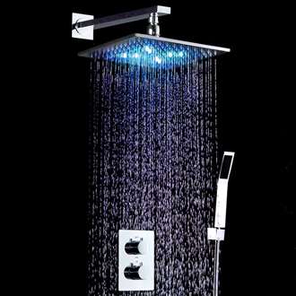 Fontana Le Havre 10" Square Water Saving Shower Head LED Thermostatic Shower System