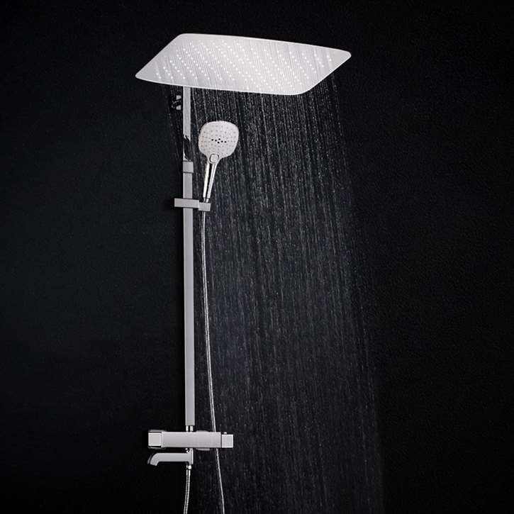 Fontana Marseille 200x300mm Chrome Finish Thermostatic Water Saving Bathroom Shower System