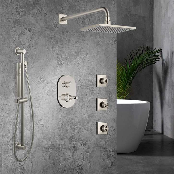 FontanaShowers Brushed Nickel Rainfall Shower Set