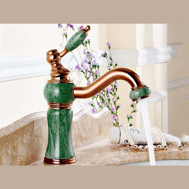 Livorno Fancy European Jade Painting Single Handle Brass Faucet