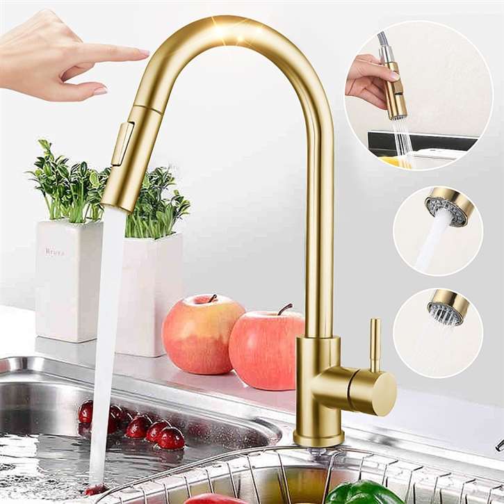 Clearance SALE! Kitchen Sink Faucet with Pull Out Sprayer Brushed  Nickle,Stainless Steel High Arc Kitchen Sink Faucet, 3 Way Setting Single  Handle