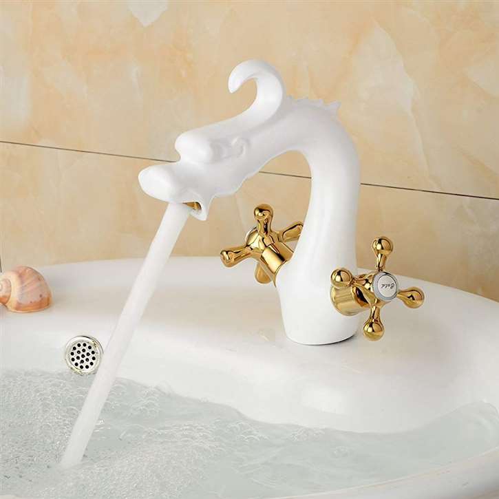 Matera Dual Handle White Dragon Shaped Faucet