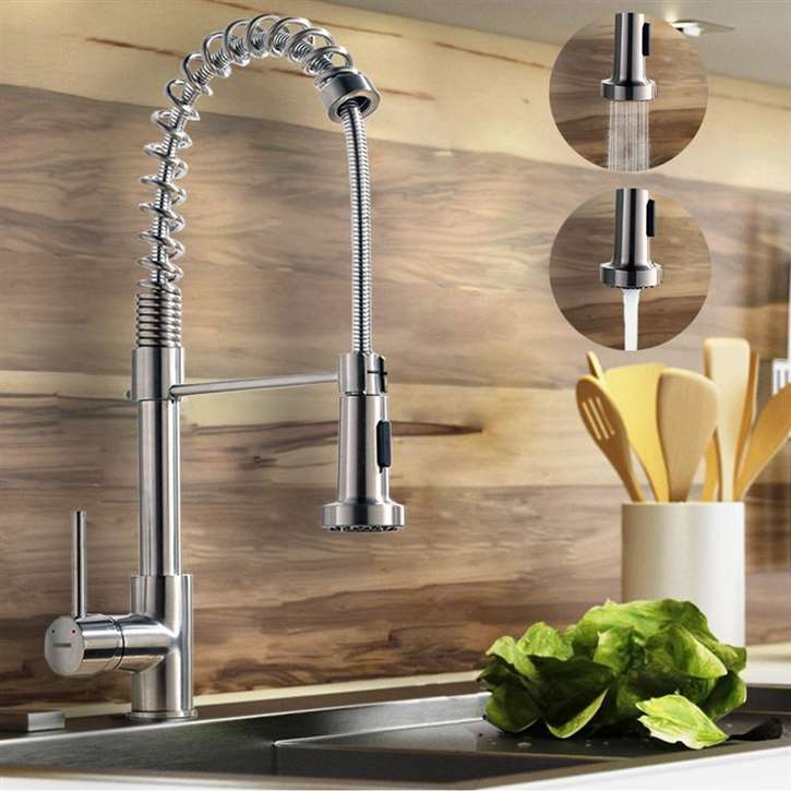 Constantine Brushed Nickel Kitchen Sink Faucet with Pull Down Sprayer