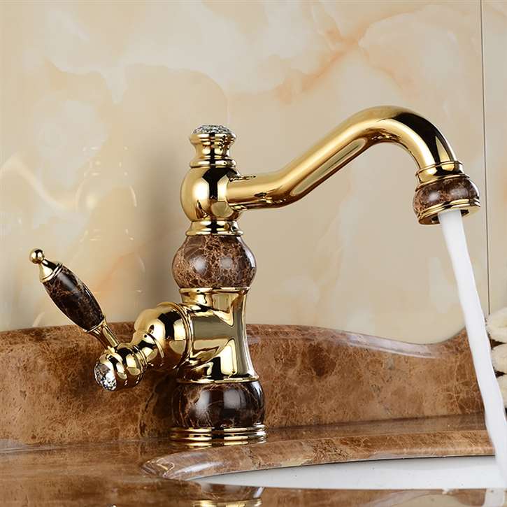 Uffizi Jade Marble Deck Mounted Single Handle Bathroom Faucet