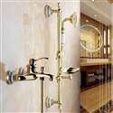 FontanaShowersï¿½ Sassari Wall Mount Gold Brass Shower Set With Soap Dish