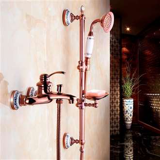 FontanaShowersï¿½ Sassari Wall Mount Rose Gold Shower Set With Soap Dish