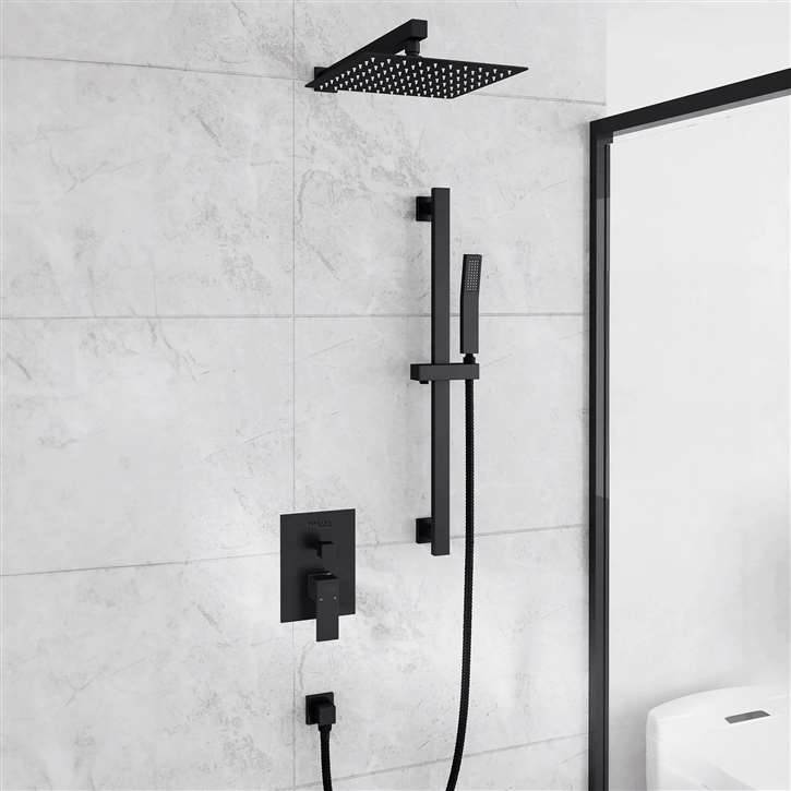 Fontana Alpes-Maritimes Matte Black Wall Mount Shower Set