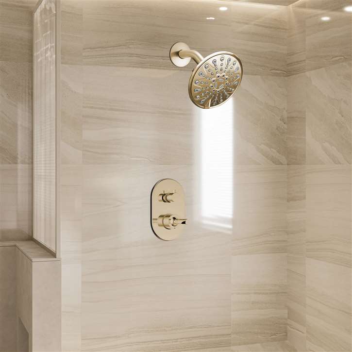 Fontana Metropolis Brushed Gold Shower Head Set