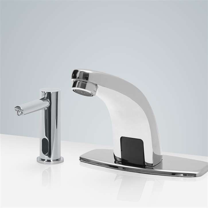 Fontana Freestanding Commercial Motion  Sensor Faucet And Automatic Soap Dispenser