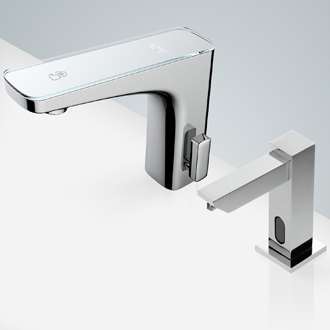 Fontana Freestanding Commercial Motion  Sensor Faucet And Automatic Soap Dispenser