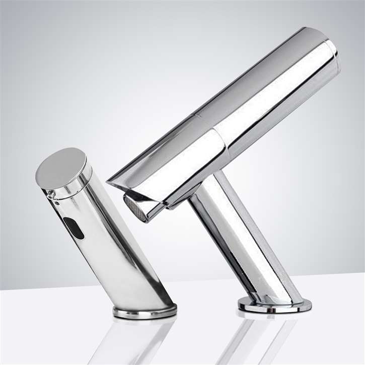 Fontana Commercial Chrome Finish Sensor Faucet & Automatic No Touch Soap Dispenser for Restrooms