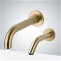 Fontana Lima Solid Brass Gold Wall Mount Commercial Automatic Sensor Faucet and Sensor Soap Dispenser