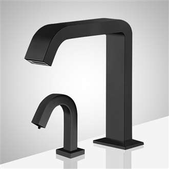 Fontana Commercial Matte Black Touchless Motion Sensor Faucet and Automatic Sensor Liquid Soap Dispenser