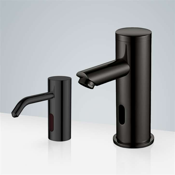 Fontana Dax Matte Black Commercial Motion Sensor Faucet & Automatic Liquid Soap Dispenser