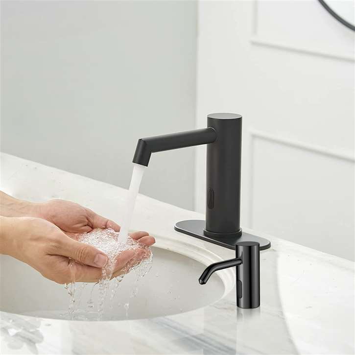 Fontana Dax Matte Black Commercial Motion Sensor Faucet & Automatic Liquid Soap Dispenser