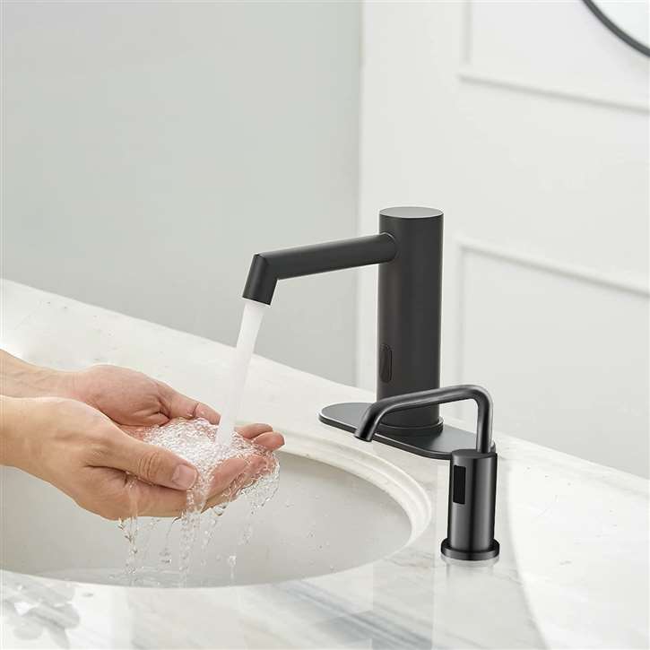 Fontana Dax Matte Black Commercial Motion Sensor Faucet & Automatic Liquid Soap Dispenser